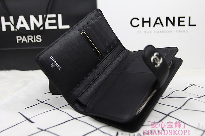 シャネルCHANEL2014春夏カーフスキン2つ折財布A80148a/A80148b