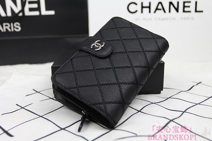 シャネルCHANEL2014春夏カーフスキン2つ折財布A80148a/A80148b