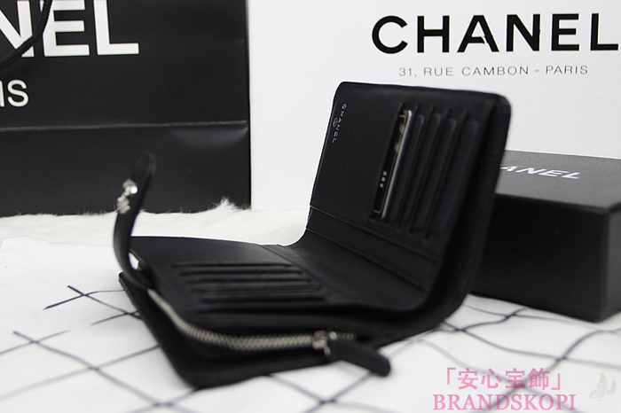 シャネルCHANEL2014春夏カーフスキン2つ折財布A80148a/A80148b