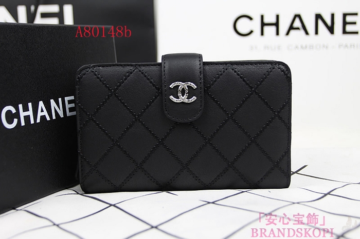 シャネルCHANEL2014春夏カーフスキン2つ折財布A80148a/A80148b