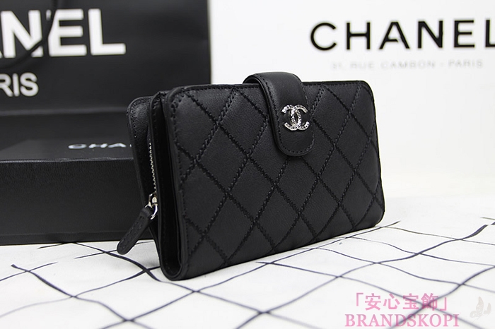 シャネルCHANEL2014春夏カーフスキン2つ折財布A80148a/A80148b