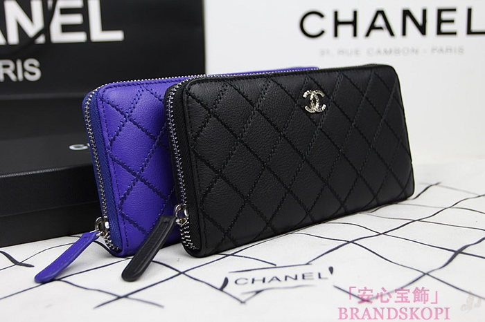 シャネルCHANEL2014春夏カーフスキンジップ長財布A80143a/A80143b