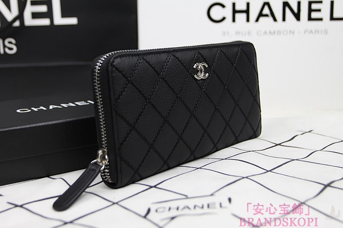 シャネルCHANEL2014春夏カーフスキンジップ長財布A80143a/A80143b