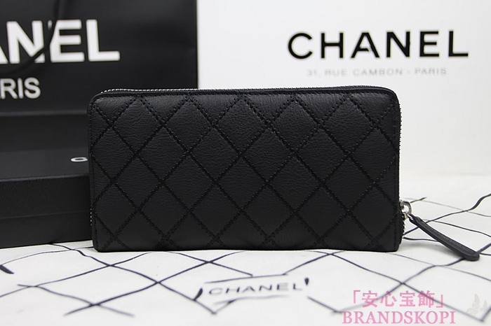 シャネルCHANEL2014春夏カーフスキンジップ長財布A80143a/A80143b