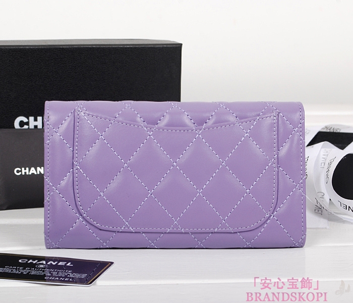 シャネル 財布  マトラッセライン 長財布 ライトパープル A31506-37