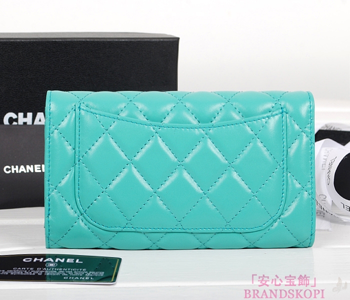 シャネル 財布  マトラッセライン 長財布 ブルーパオン A31506-36