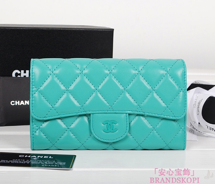 シャネル 財布  マトラッセライン 長財布 ブルーパオン A31506-36
