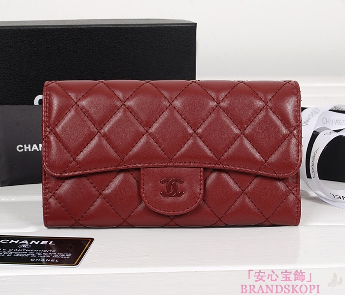 シャネル 財布  マトラッセライン 長財布 レッド A31506-33