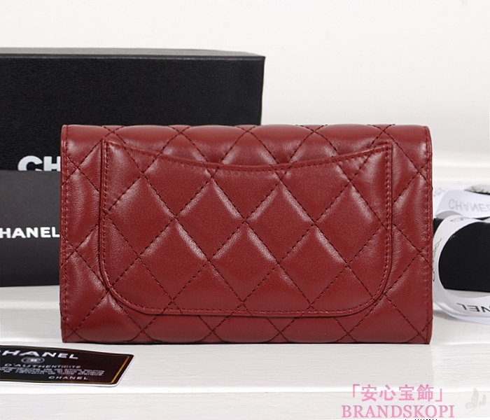 シャネル 財布  マトラッセライン 長財布 レッド A31506-33