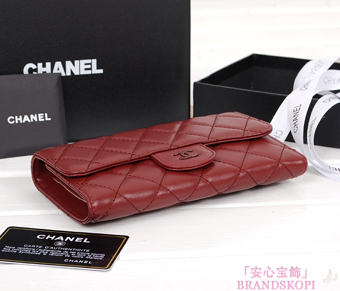 シャネル 財布  マトラッセライン 長財布 レッド A31506-33