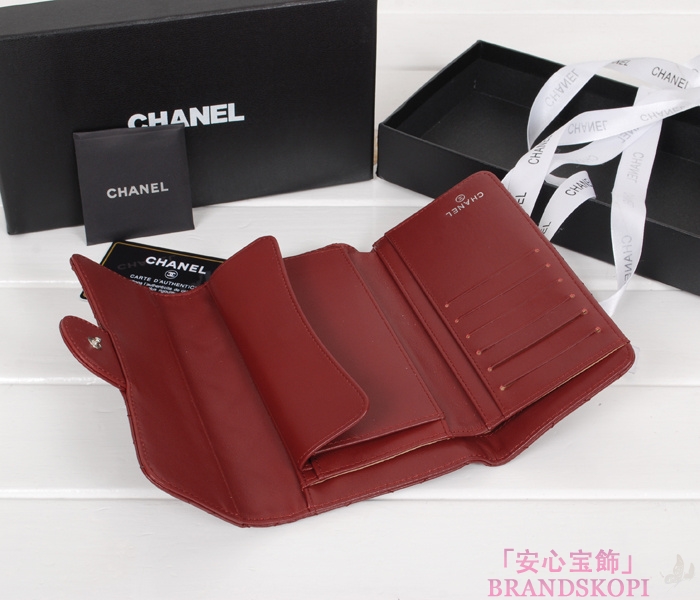 シャネル 財布  マトラッセライン 長財布 レッド A31506-33