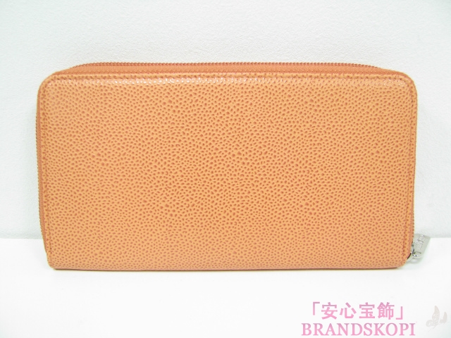 CHANEL（シャネル) キャビアスキン CCマーク ラウンドファスナー長財布 バーミリオン A50071