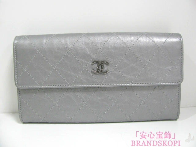 CHANEL（シャネル）ZIP長財布/シルバー/レザー15280296