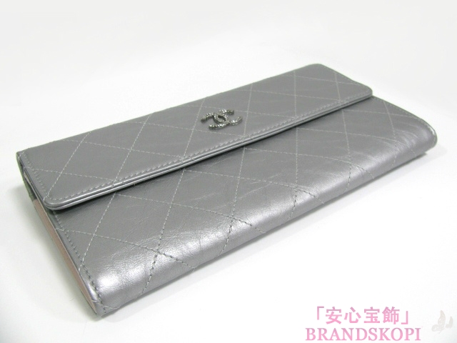 CHANEL（シャネル）ZIP長財布/シルバー/レザー15280296