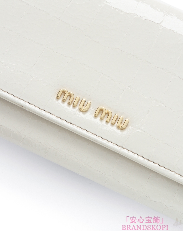 ミュウ ミュウ　2013年春夏新作ST.COCCO LUX二つ折り 長財布 5M1109 NKG F0K74 