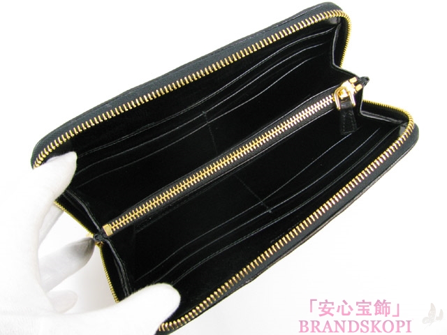 miu miu（ミュウミュウ）ラウンド長財布/ブラック（金具：ゴールド）/カーフ5M0506 