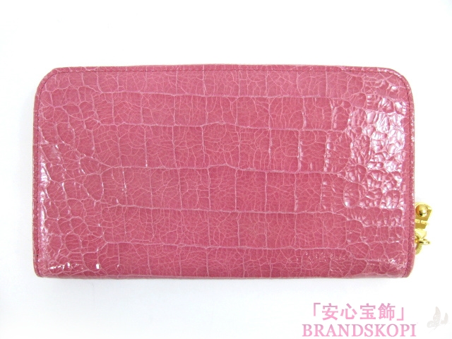 miu miu（ミュウミュウ）ラウンド長財布/ピンク/GERANIO(金具：ゴールド)/型押しカーフ(5M0506)