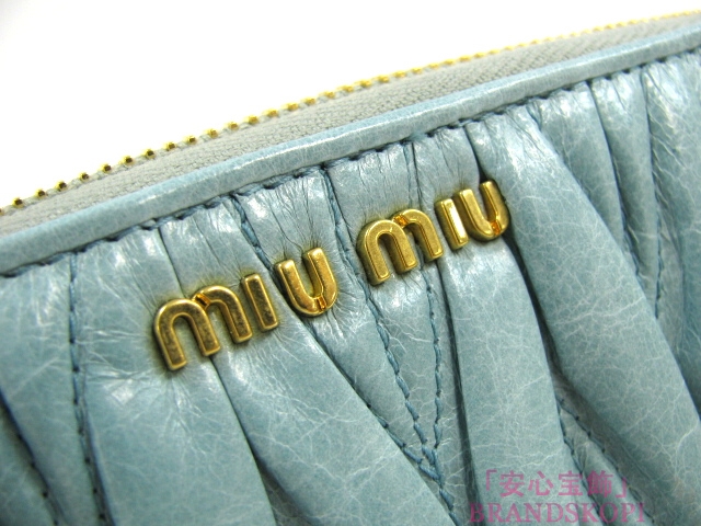 miu miu（ミュウミュウ）ラウンド長財布/ANICE（ライトブルー）/カーフ5M0506