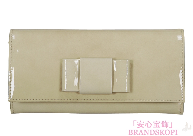 ミュウ ミュウ　2011年春夏新作VERNICE FIOCCOリボン付 二つ折り長財布 5M1109 3CJ F0482