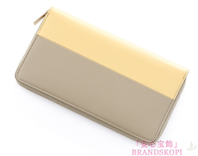 セリーヌ　2013年春夏新作ラムスキンコンビカラー ラウンドファスナー 長財布 102623HTM 02BC