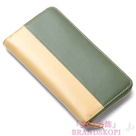 セリーヌ/CELINE/ ラウンドファスナー長財布ベージュ/オリーブグリーン10685-3htm-31gn