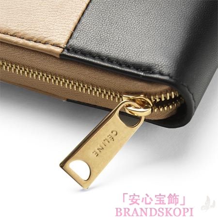 セリーヌ ラウンドファスナー長財布[小銭入れ付き]ヌードベージュ×ブラック10685-3htm-03nd