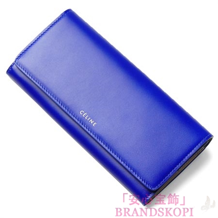 セリーヌ 長財布[小銭入れ付き]ラージマルチファンクション /マリンブルー×クレマホワイト10760-3fjn-07be