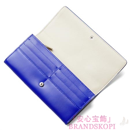 セリーヌ 長財布[小銭入れ付き]ラージマルチファンクション /マリンブルー×クレマホワイト10760-3fjn-07be