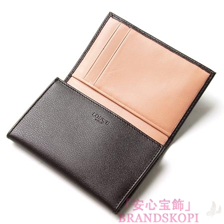 ロエベ/LOEWE/ レザーカードケース/10330-f16-3127 /ダークブラウン×ナチュラルベージュ