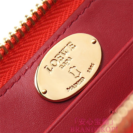 ロエベ/LOEWE/ ラウンドファスナー長財布[小銭入れ付き]レッド×ショッキングピンク×ダークレッド18281-f13-7130