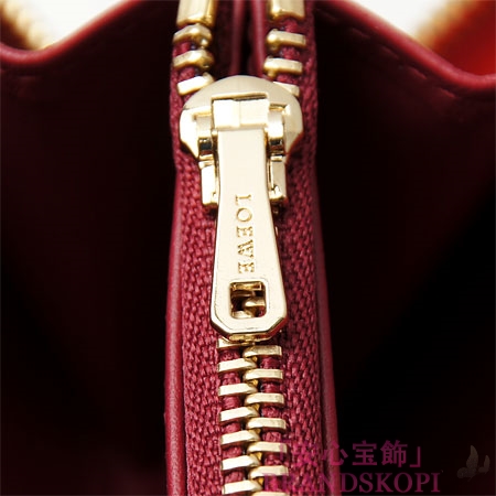 ロエベ/LOEWE/ ラウンドファスナー長財布[小銭入れ付き]レッド×ショッキングピンク×ダークレッド18281-f13-7130