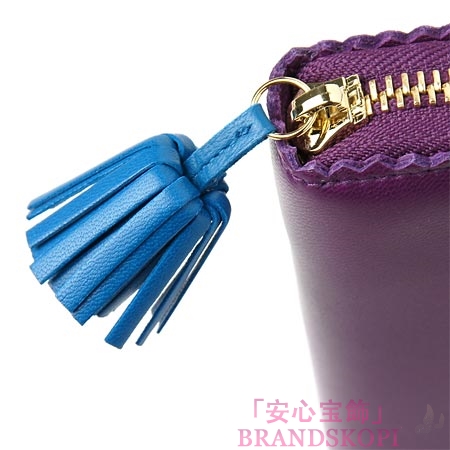ロエベ/LOEWE/ ラウンドファスナー長財布[小銭入れ付き]パープル×ブルー×ミッドナイト18281-f13-6100