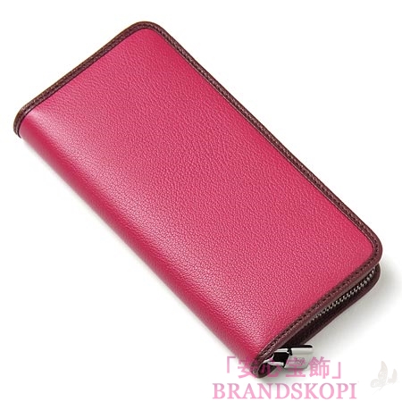 ロエベ/LOEWE/ ラウンドファスナー長財布[小銭入れ付き]マゼンタ×オックスブラッド 11395-cf13-7396