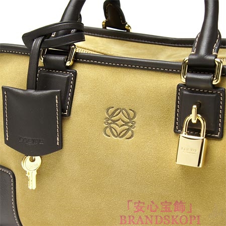 ロエベ/LOEWE/ レザーハンドバッグ）/AMAZONA28/35261-a03-8132 /ベージュ×ダークブラウン