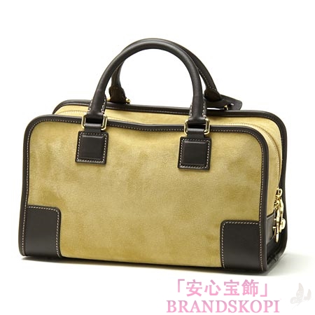 ロエベ/LOEWE/ レザーハンドバッグ）/AMAZONA28/35261-a03-8132 /ベージュ×ダークブラウン