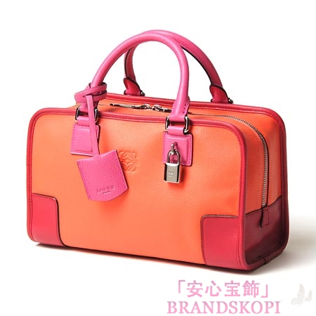 ロエベ/LOEWE/ レザーハンドバッグ/35235-aa03-7389 /コーラル×マゼンタ