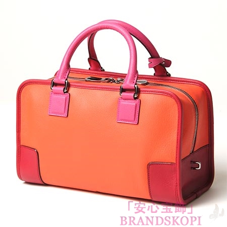 ロエベ/LOEWE/ レザーハンドバッグ/35235-aa03-7389 /コーラル×マゼンタ