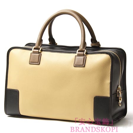 ロエベ/LOEWE/ レザーハンドバッグ/AMAZONA/アマソナ /イエローベージュ×ベージュ×ブラック35269-a22-8178