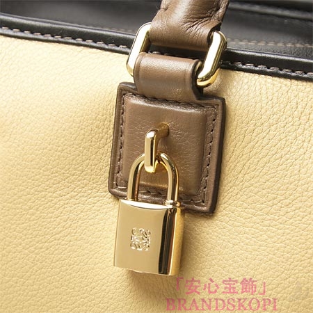 ロエベ/LOEWE/ レザーハンドバッグ/AMAZONA/アマソナ /イエローベージュ×ベージュ×ブラック35269-a22-8178