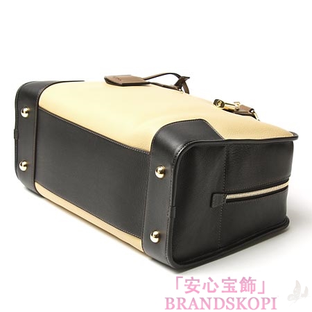 ロエベ/LOEWE/ レザーハンドバッグ/AMAZONA/アマソナ /イエローベージュ×ベージュ×ブラック35269-a22-8178