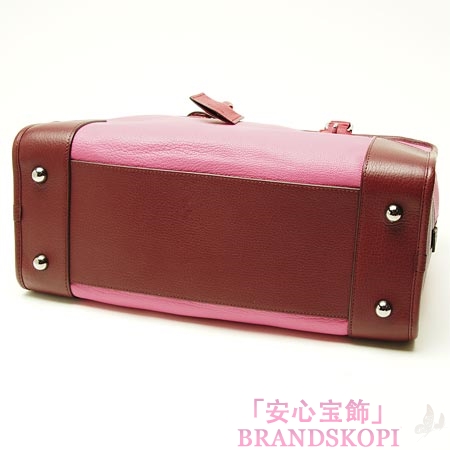 ロエベ/LOEWE/ レザーハンドバッグ/35235-a22-7395 /マゼンタ×ボルドー