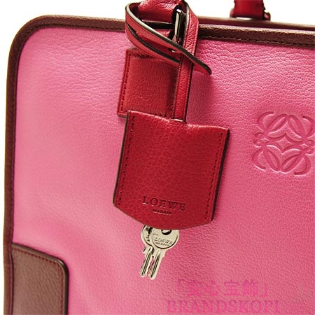 ロエベ/LOEWE/ レザーハンドバッグ/35235-a22-7395 /マゼンタ×ボルドー