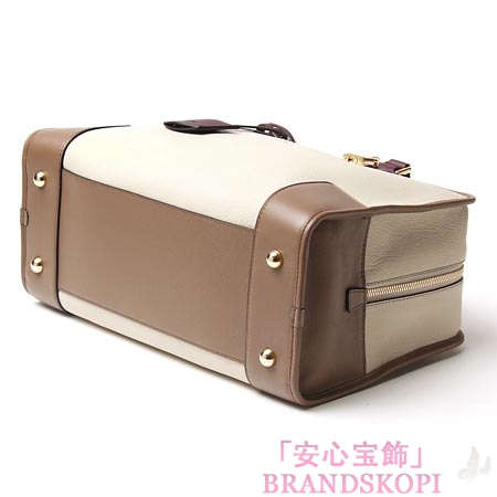 ロエベ/LOEWE/ レザーハンドバッグ/AMAZONA/アマソナ /ストーンベージュ×ダークレッド×ブラウン35262-a22-2631