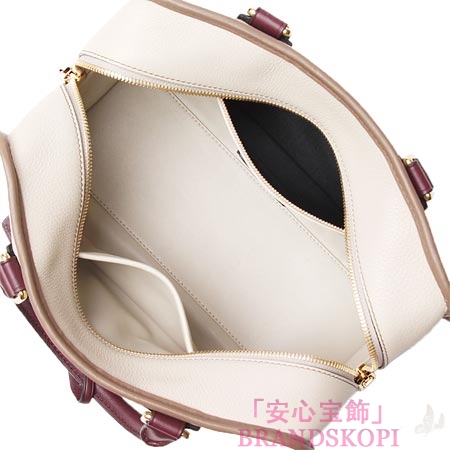 ロエベ/LOEWE/ レザーハンドバッグ/AMAZONA28/アマソナ28 /ストーンベージュ×ダークレッド×ブラウン35262-a03-2631
