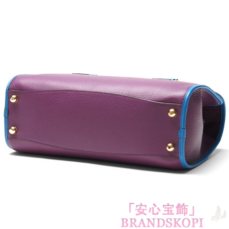 ロエベ/LOEWE/ レザーハンドバッグ/32984-bc81-6184 /パープル/ターコイズ