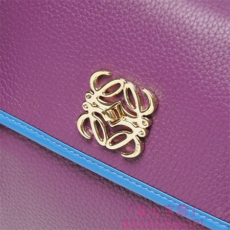 ロエベ/LOEWE/ レザーハンドバッグ/32984-bc81-6184 /パープル/ターコイズ