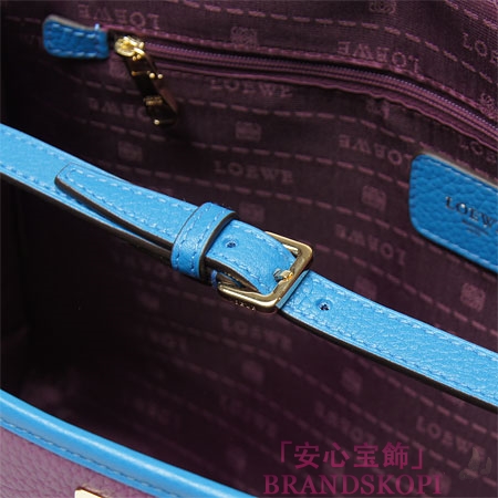 ロエベ/LOEWE/ レザーハンドバッグ/32984-bc81-6184 /パープル/ターコイズ