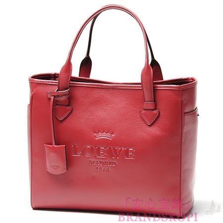 ロエベ/LOEWE/ レザートートバッグ/37779-751-7400 /リップスティックレッド