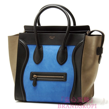 セリーヌ/CELINE/ レザーハンドバッグ/LUGGEGE/ラゲージ ミニショッパー /Royal Blue 16521-3nsb-07rb