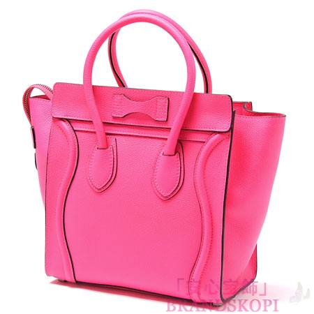 セリーヌ/CELINE/ レザーハンドバッグ/LUGGEGE/ラゲージ マイクロショッパー /フラミンゴピンク16779-3lug-24fp。